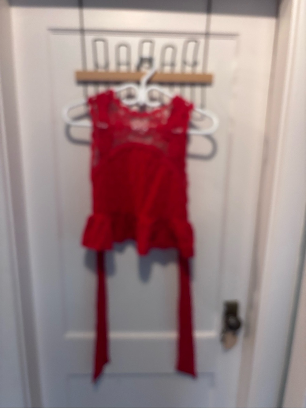 H&M Red Lace Peplum Tank Top with Tie-Back